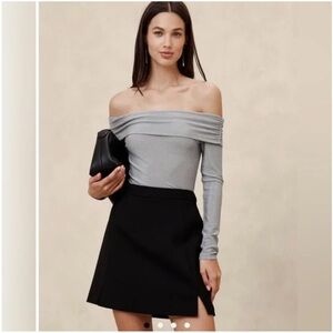 Banana Republic Off the Shoulder Sparkly Silver Glitter Top